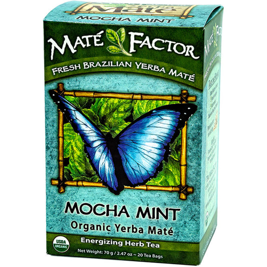 Mocha Mint Organic Yerba Mate Herb Tea, 20 Tea Bags, Mate Factor