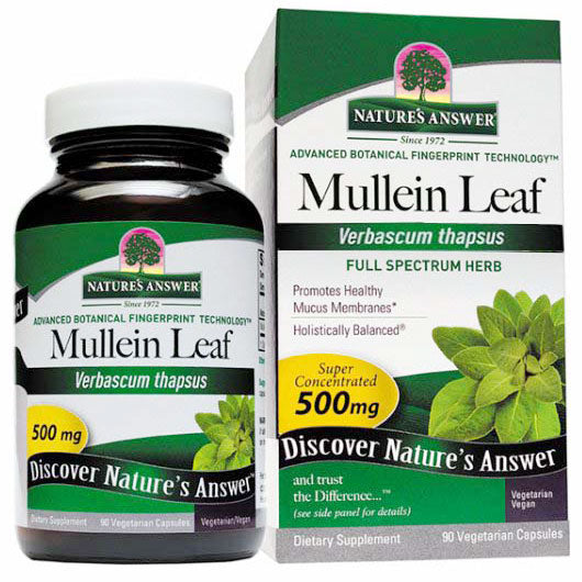 Mullein Leaf 500 mg, 90 Vegetarian Capsules, Nature's Answer