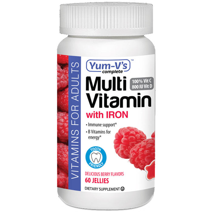 Chewable Multivitamin with Iron for Adults, Berry Flavor, 60 Jellies, Yum-V's Complete