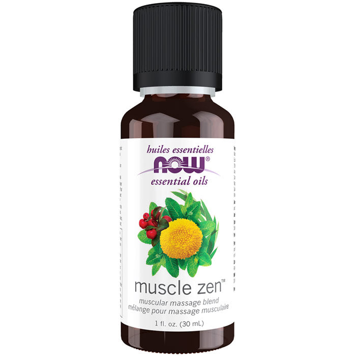 Muscle Zen Oil Blend, Muscular Massage Essential Oil, 1 oz, NOW Foods