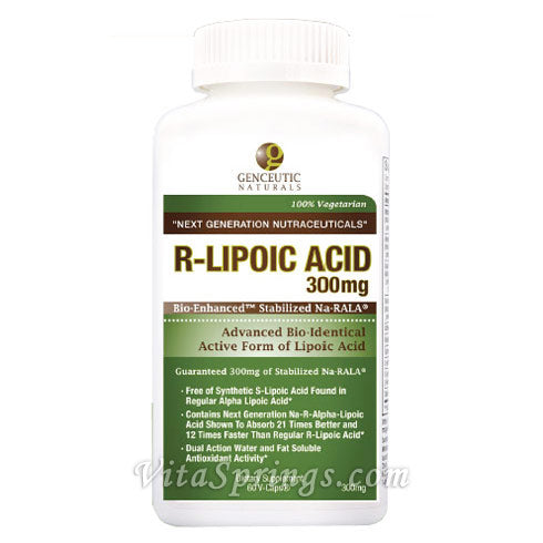 Natural R-Lipoic Acid 300 mg, 60 Veggie Capsules, Genceutic Naturals