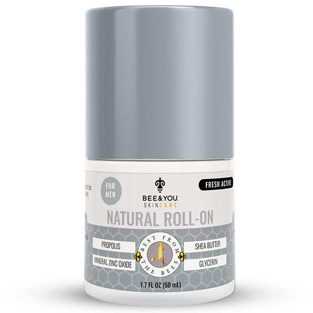 Natural Roll-On Deodorant for Men, Fresh Active, 1.7 oz, Bee & You