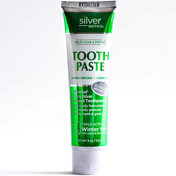 Natural Whitening Coral Toothpaste - Winter Mint, 4 oz, Silver Biotics