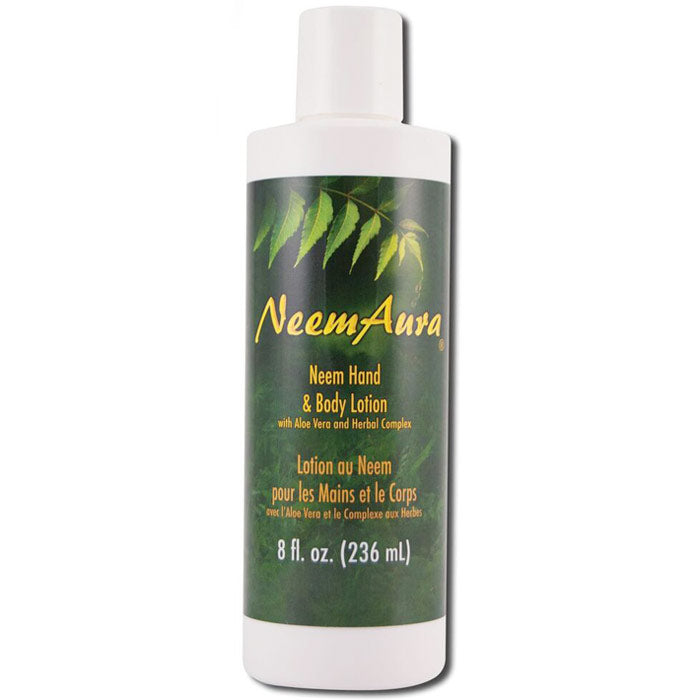 Neem Hand & Body Lotion, with Aloe Vera & Herbal Complex, 8 oz, Neem Aura