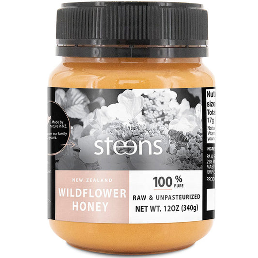 New Zealand Raw Wildflower Honey, 12 oz (340 g), Steens