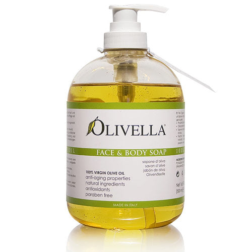 Face & Body Olive Oil Liquid Soap, 16.9 oz (500 ml), Olivella