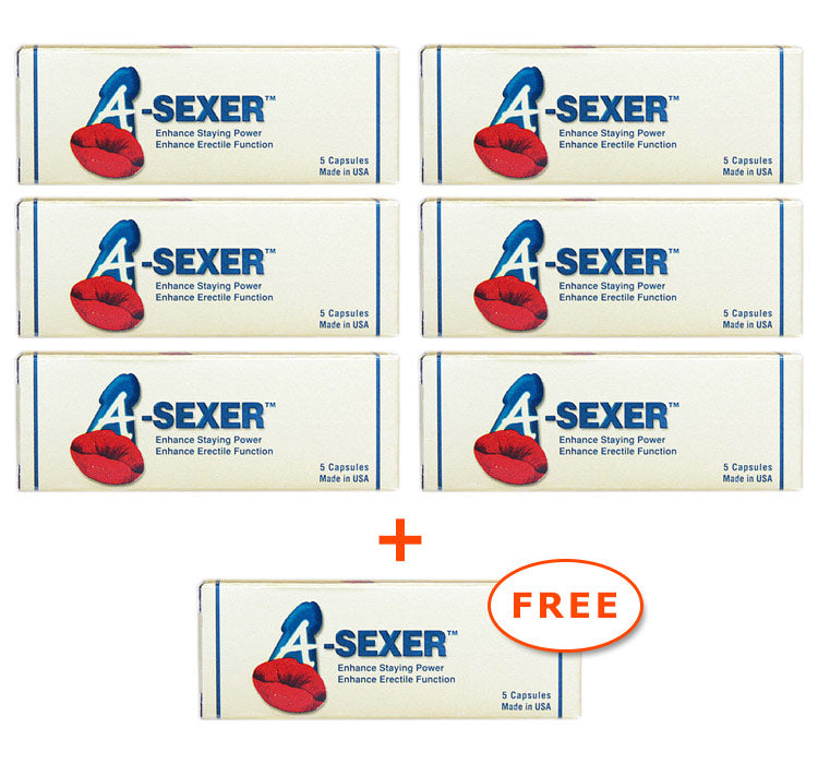 Buy 6 Get 1 FREE! A-Sexer Male Sexual Enhancer (ASexer), 5 Capsules