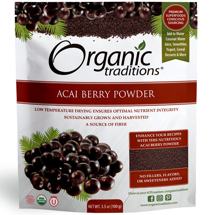 Organic Acai Berry Powder, 3.5 oz (100 g), Organic Traditions