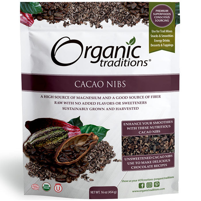 Organic Cacao Nibs, Value Size, 16 oz (454 g), Organic Traditions