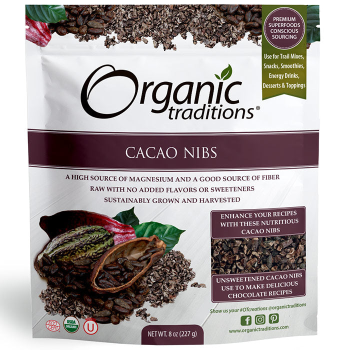 Organic Cacao Nibs, 8 oz (227 g), Organic Traditions