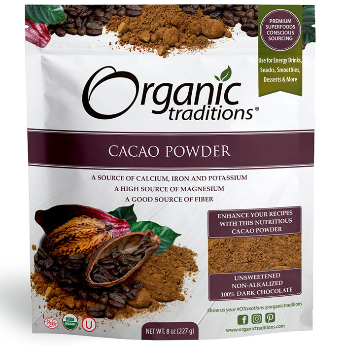 Organic Cacao Powder, 8 oz (227 g), Organic Traditions