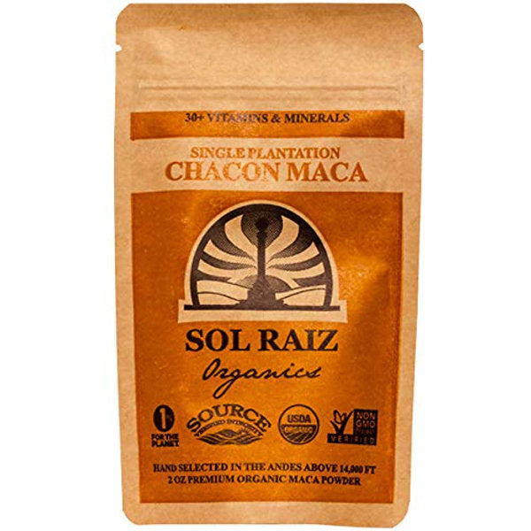 Organic Chacon Maca Powder Pouch, 2 oz, Sol Raiz Organics