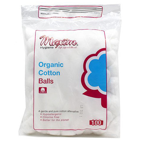 Organic Cotton Balls, 100 Count, Maxim Hygiene Products