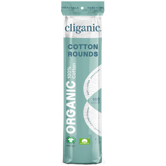 Organic Cotton Rounds, 100 Count, Cliganic