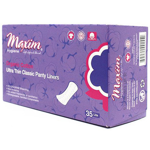 Organic Cotton Ultra Thin Classic Panty Liners, Lite, 35 ct, Maxim Hygiene Products