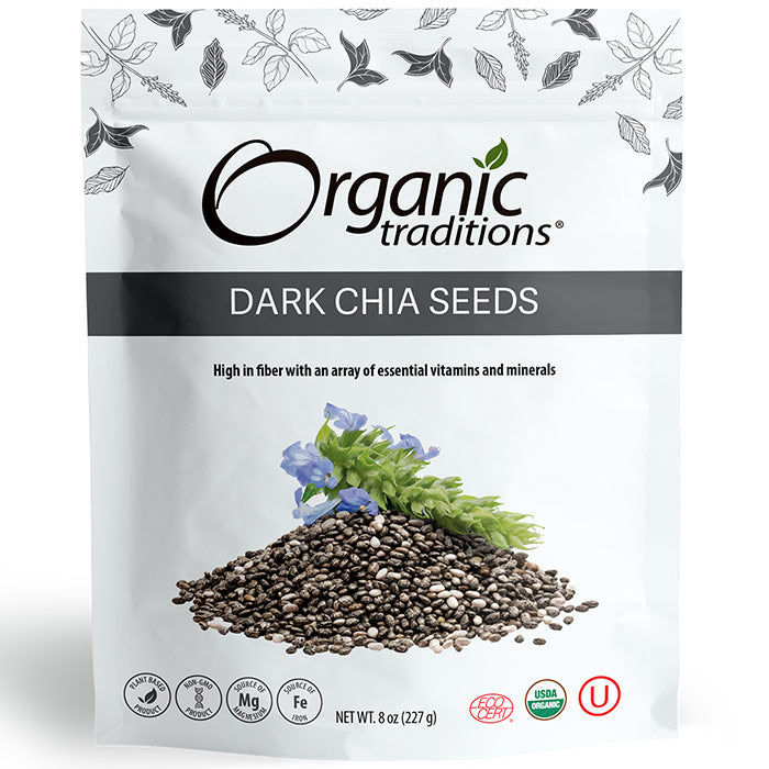 Organic Dark Chia Seeds, 8 oz (227 g), Organic Traditions