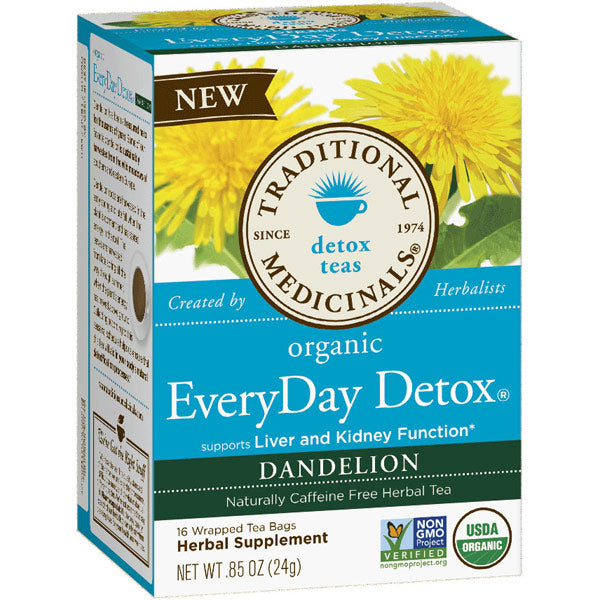 Organic Everyday Detox Tea, Dandelion, 16 Tea Bags, Traditional Medicinals Teas