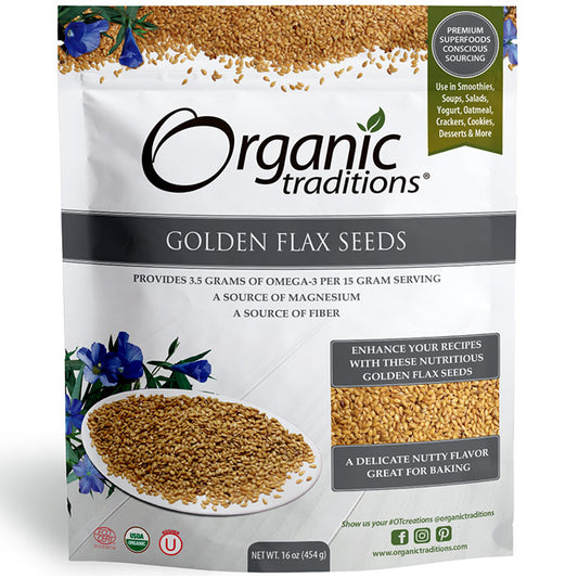 Organic Golden Flax Seeds, 16 oz (454 g), Organic Traditions