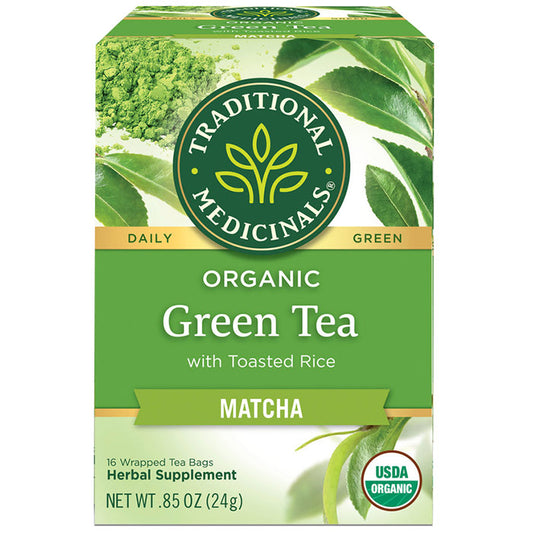 Organic Green Tea Matcha with Toasted Rice, 16 Tea Bags, Traditional Medicinals Teas