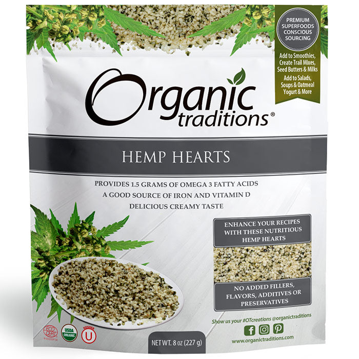 Organic Hemp Hearts, 8 oz (227 g), Organic Traditions