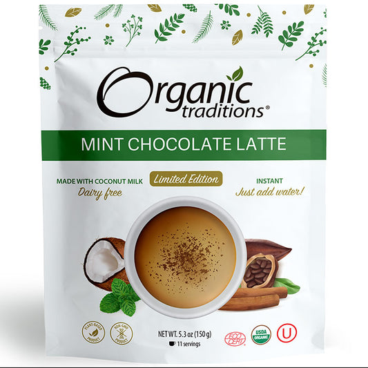 Organic Limited Edition Mint Chocolate Latte, 5.3 oz (150 g), Organic Traditions