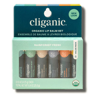 Organic Lip Balm Set, 6 Pack, Cliganic