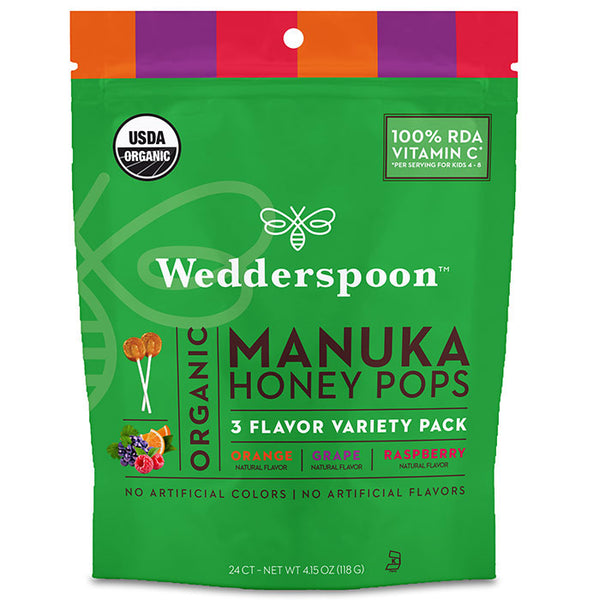 Organic Manuka Honey Pops 3 Flavor Variety Pack (Orange/Grape/Raspberry ...