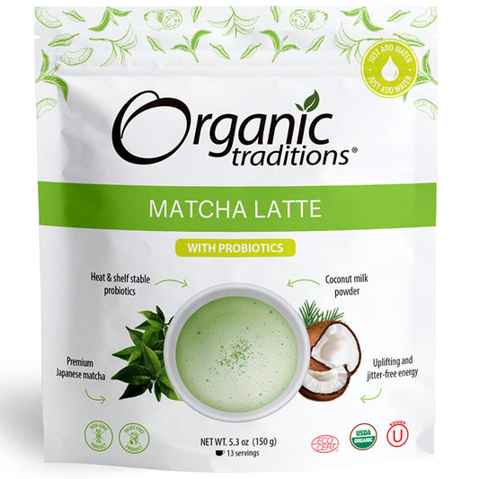 Organic Matcha Latte with Probiotics, 5.3 oz (150 g), Organic Traditions