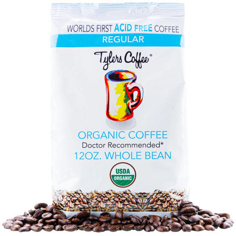 Organic Regular Whole Bean Acid Free Coffee, 12 oz, Tylers Coffee