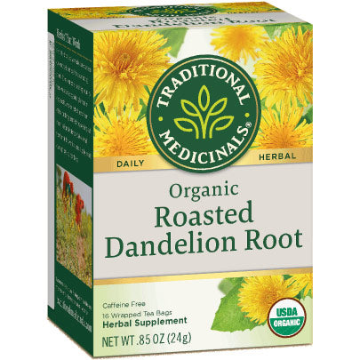 Organic Roasted Dandelion Root Tea, 16 Tea Bags, Traditional Medicinals Teas