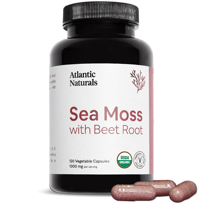 Organic Sea Moss with Beet Root, 120 Vegetable Capsules, Atlantic Naturals