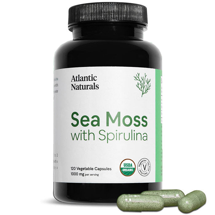 Organic Sea Moss with Spirulina, 120 Vegetable Capsules, Atlantic Naturals