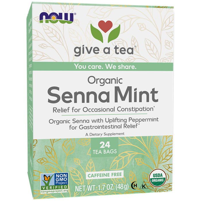 Organic Senna Mint Tea, 24 Tea Bags, NOW Foods
