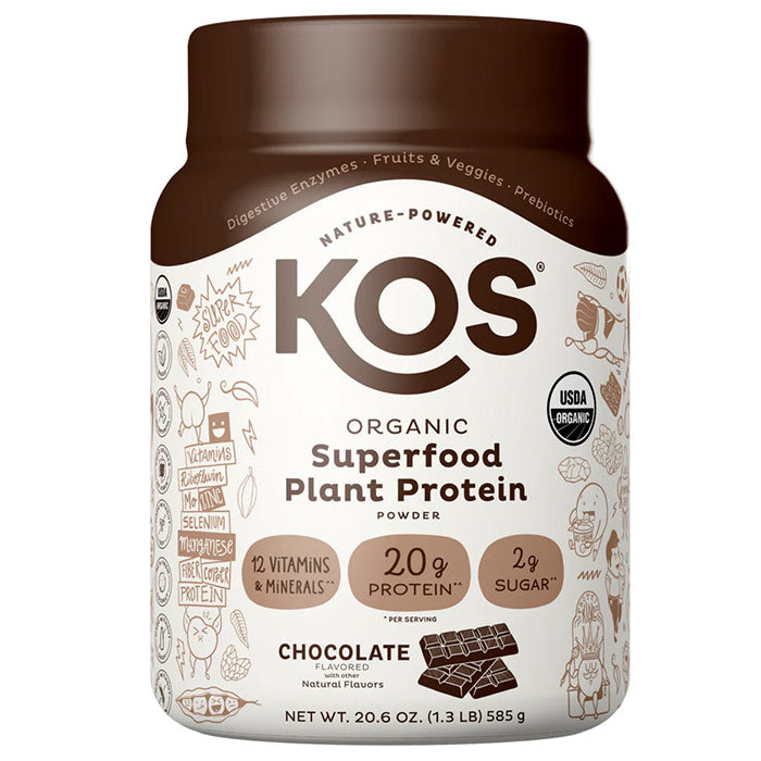 Organic Superfood Plant Protein Powder - Chocolate, 20.6 oz (15 Servings), KOS