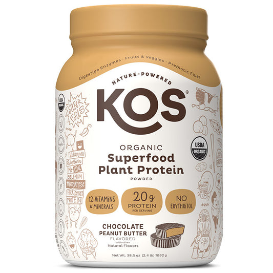 Organic Superfood Plant Protein Powder - Chocolate Peanut Butter, 38.5 oz (28 Servings), KOS