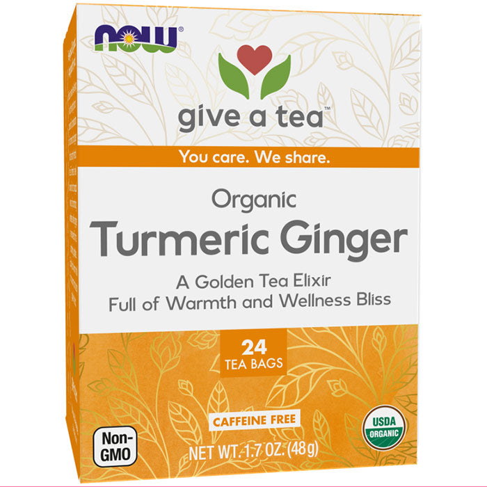 Organic Turmeric Ginger Tea, 24 Tea Bags, NOW Foods