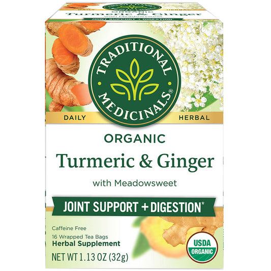 Organic Turmeric & Ginger with Meadowsweet Tea, 16 Tea Bags, Traditional Medicinals Teas