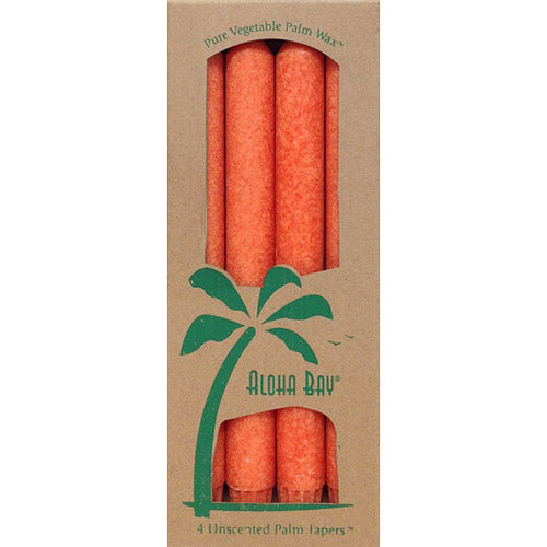 Palm Tapers 9 Inch, Unscented, Burnt Orange, 4 Candles, Aloha Bay