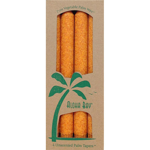 Palm Tapers 9 Inch, Unscented, Orange, 4 Candles, Aloha Bay