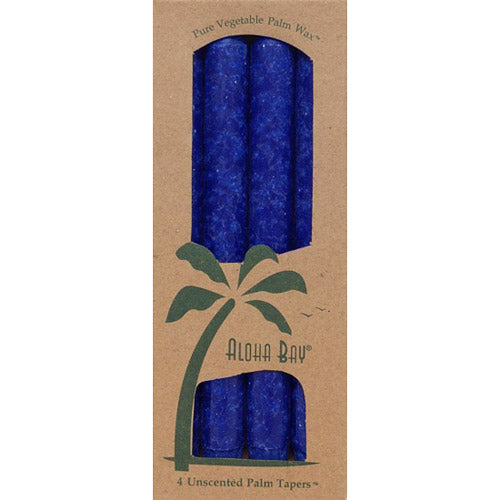 Palm Tapers 9 Inch, Unscented, Royal Blue, 4 Candles, Aloha Bay