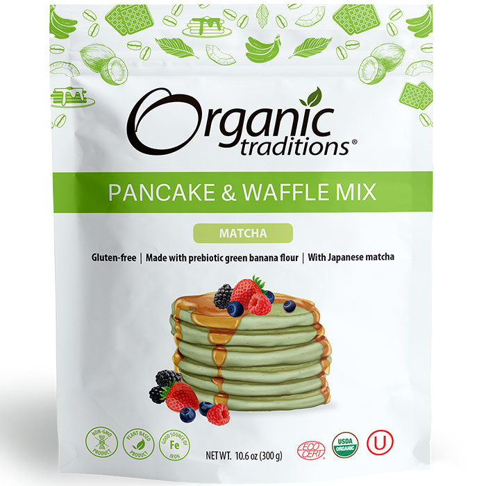 Pancake & Waffle Mix, Matcha, 10.6 oz (300 g), Organic Traditions