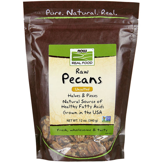 Raw Pecans, Unsalted, Halves & Pieces, 12 oz, NOW Foods