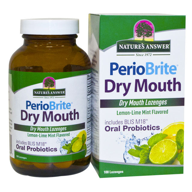 PerioBrite Dry Mouth Lozenge - Lemon Lime Mint, 100 Lozenges, Nature's Answer