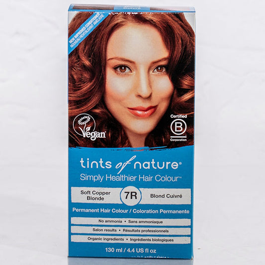 Permanent Hair Colour 7R Soft Copper Blonde, 4.4 oz, Tints of Nature