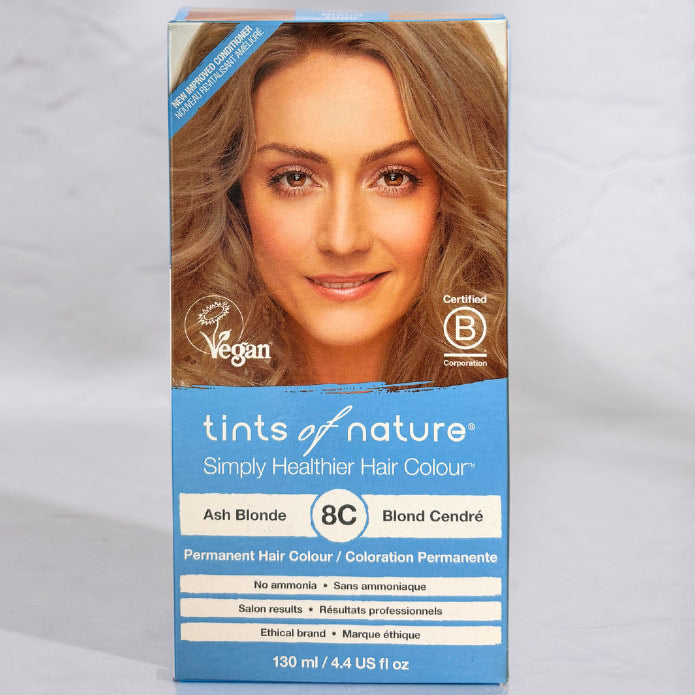 Permanent Hair Colour 8C Ash Blonde, 4.4 oz, Tints of Nature