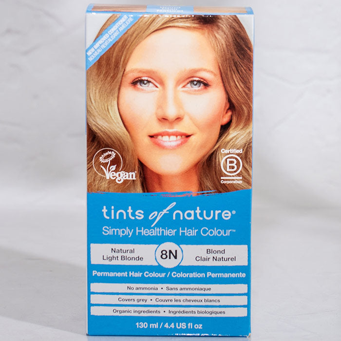 Permanent Hair Colour 8N Natural Light Blonde, 4.4 oz, Tints of Nature