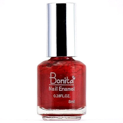 Bonita Petite Nail Enamel - Pearls N Red, Mini Nail Polish, 0.28 oz (8 ml), Bonita Cosmetics