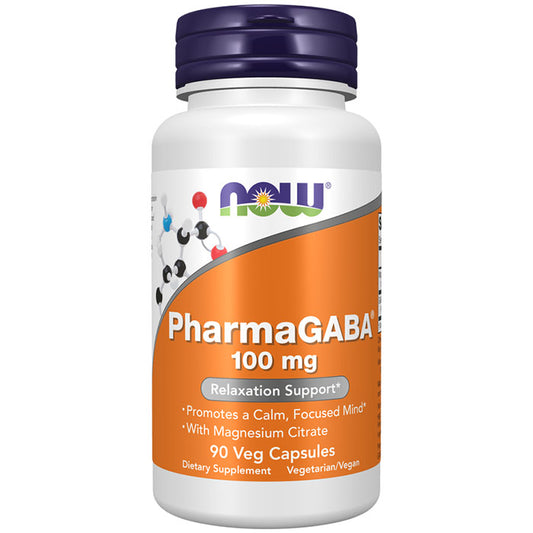 PharmaGABA 100 mg, Relaxation Support, 90 Veg Capsules, NOW Foods