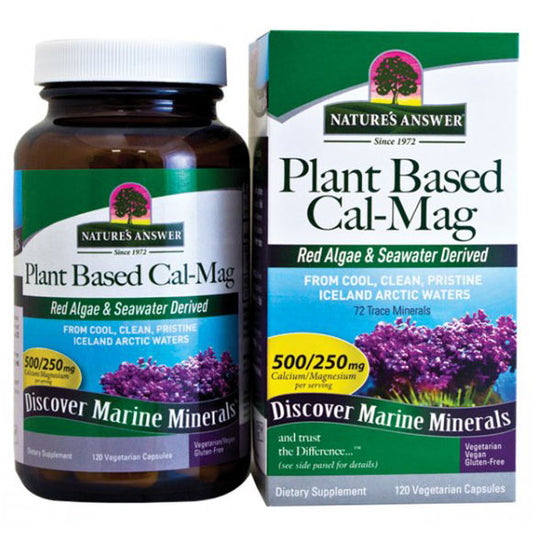 Plant Based Cal-Mag Caps, Marine Calcium Magnesium, 120 Vegetarian Capsules, Nature's Answer