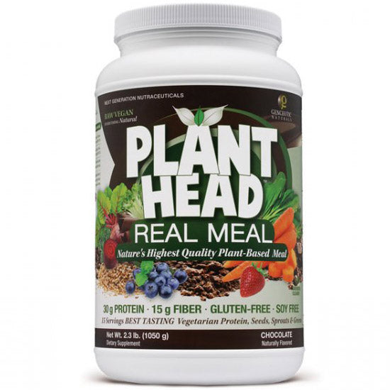 Plant Head Real Meal - Chocolate, Plant-Based Meal Shake, 2.3 lb, Genceutic Naturals